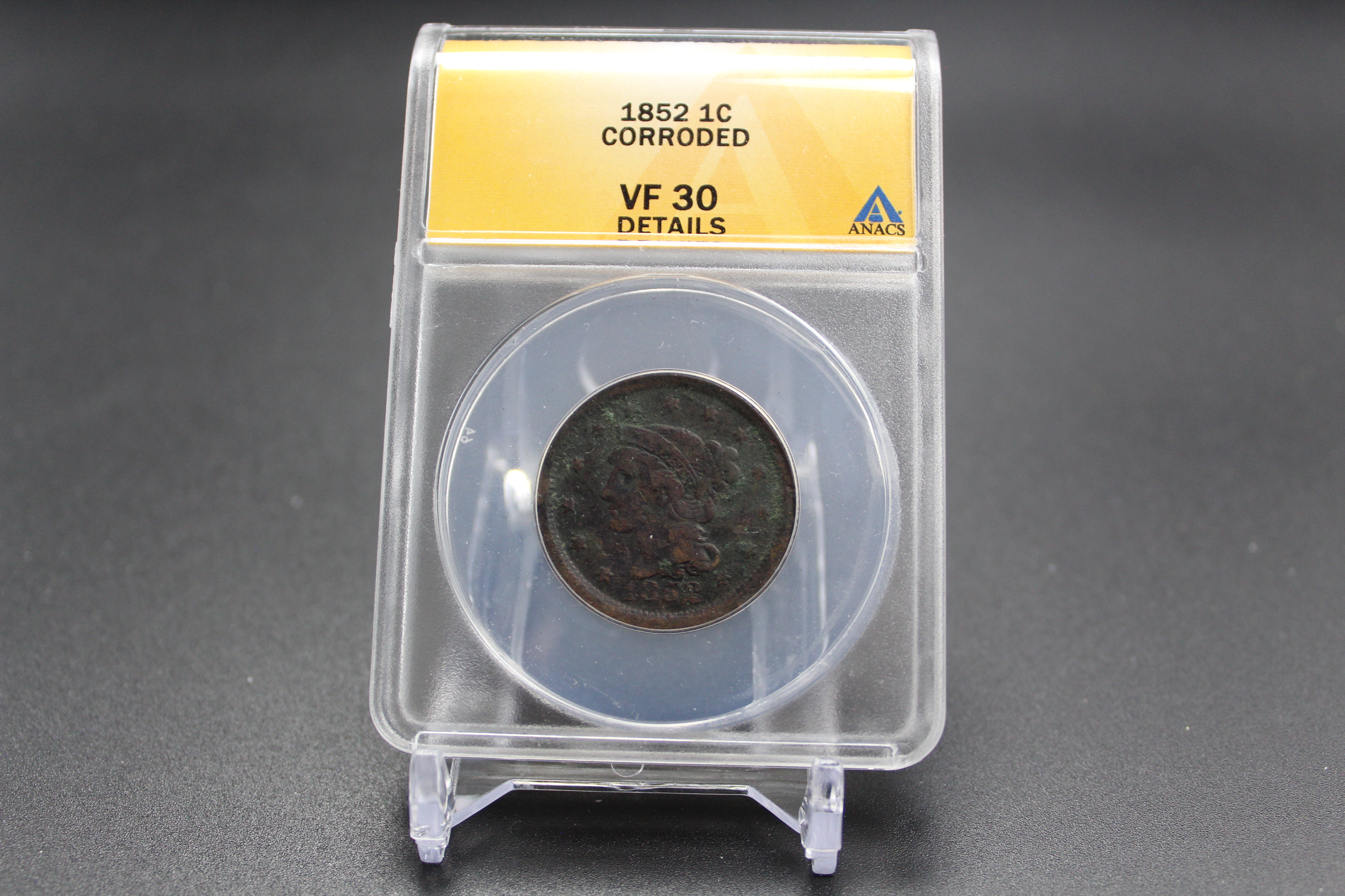 1852 Braided Hair Cent ANACS VF-30 Details