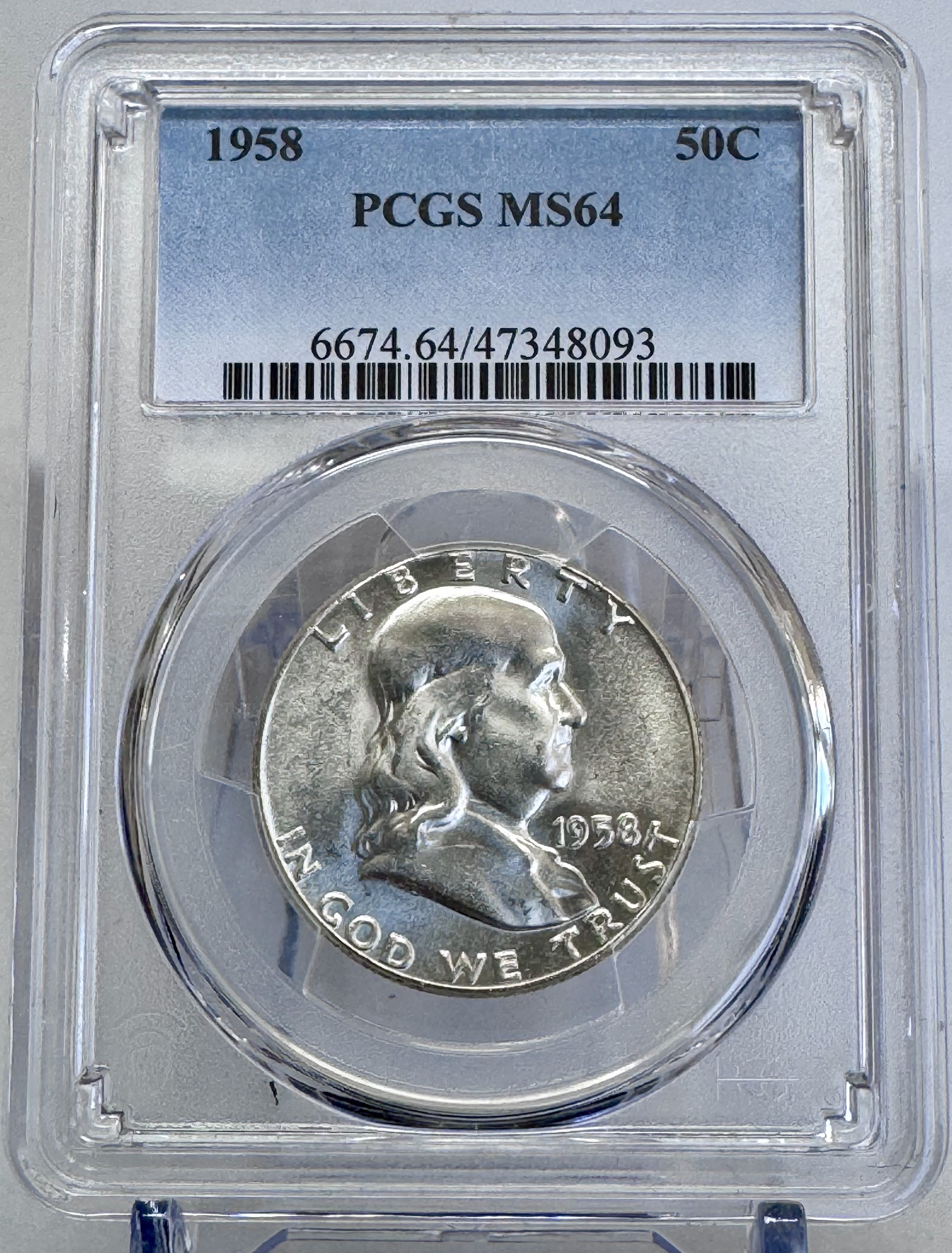 1958 Franklin Half Dollar PCGS MS-64