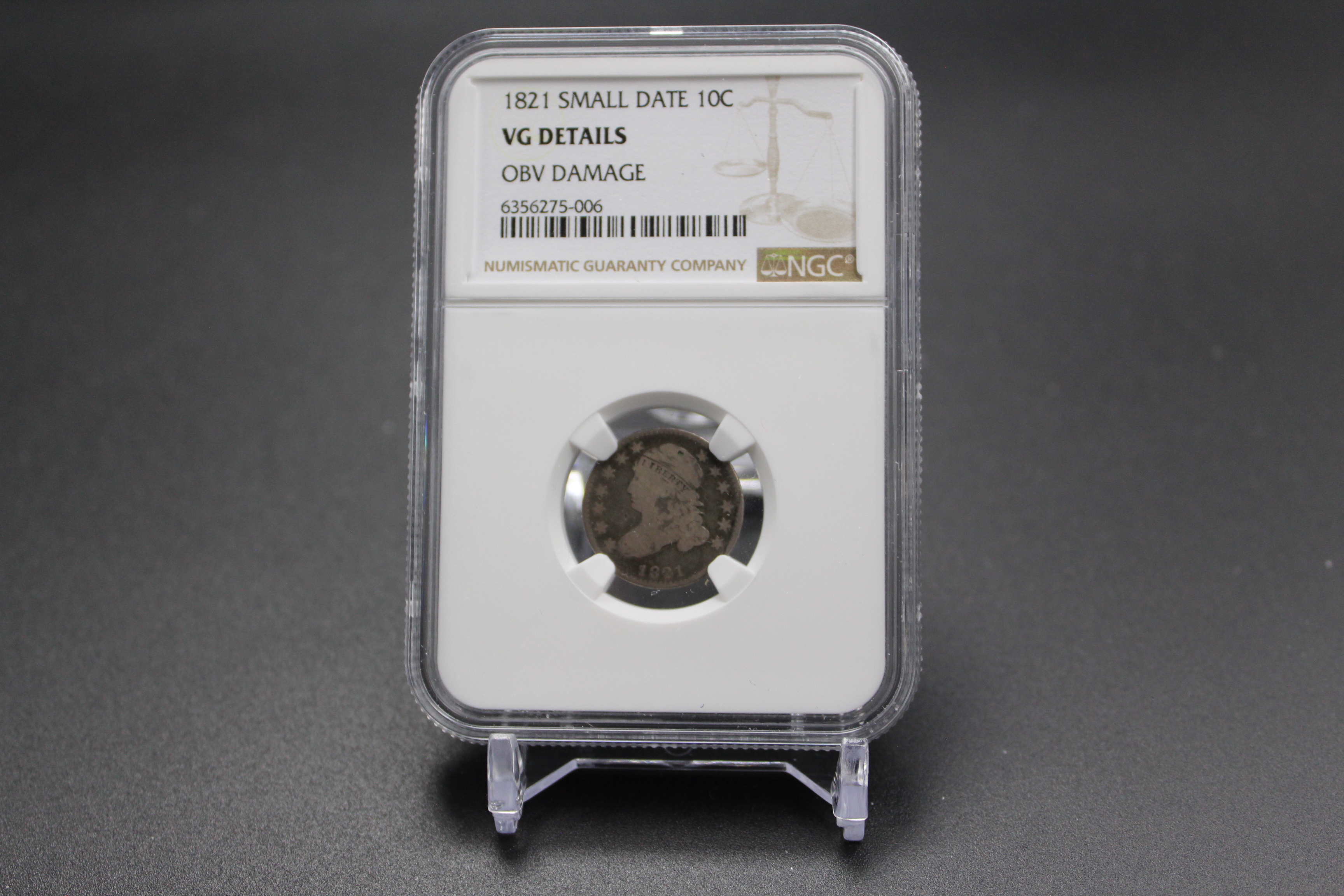 1821 Capped Bust Dime Small Date NGC VG Details