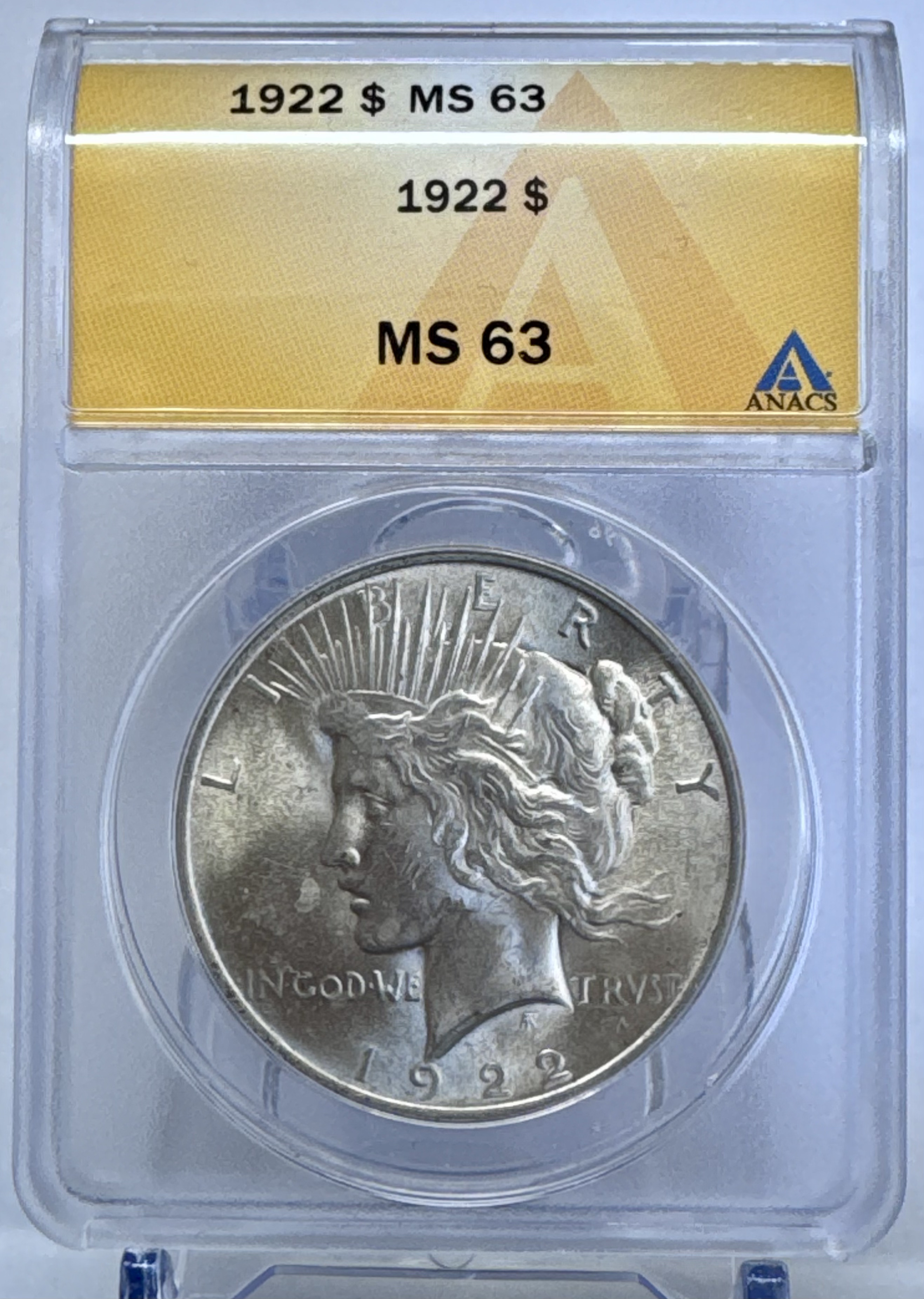 1922 Peace Silver Dollar ANACS MS-63