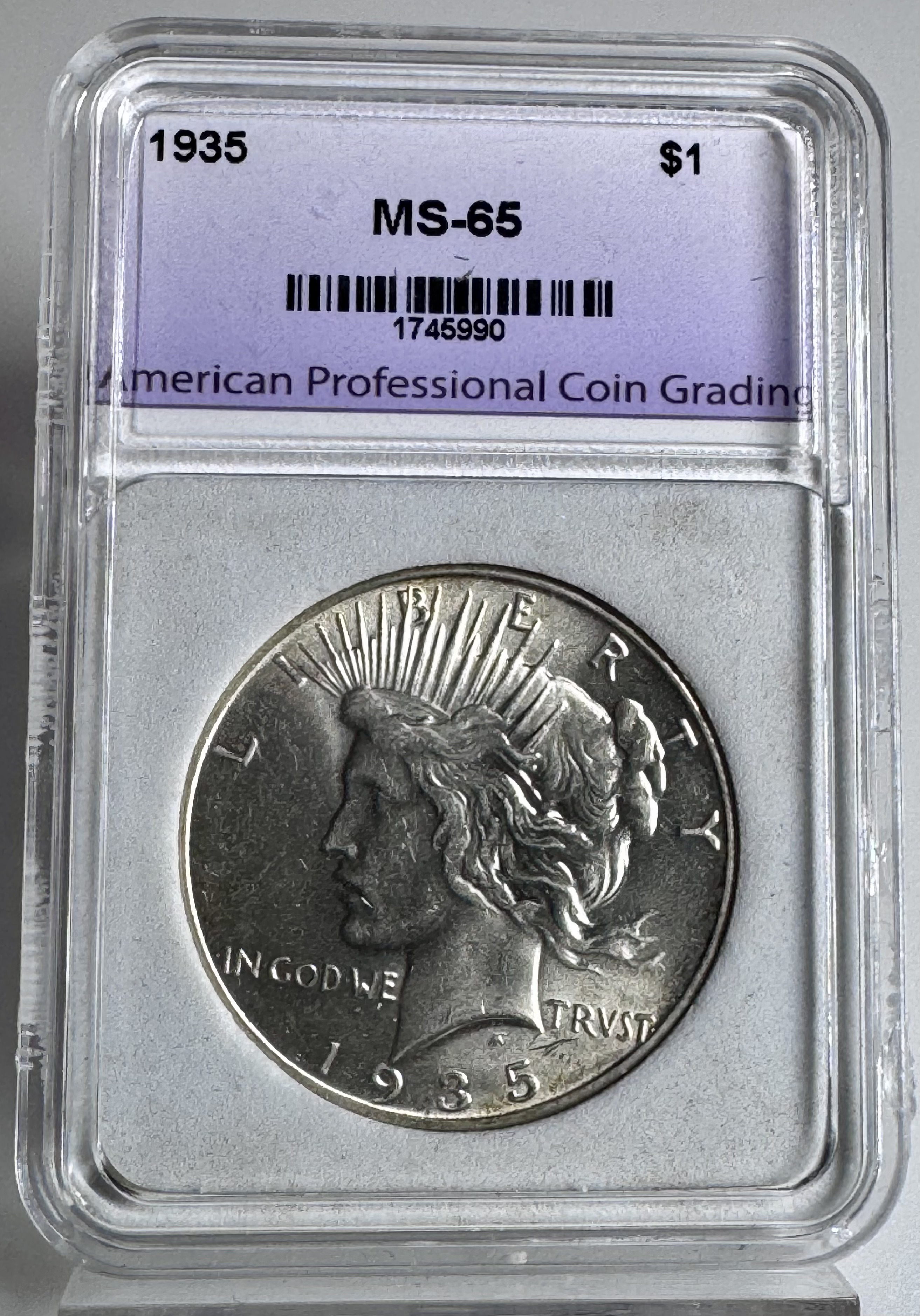 1935 Peace Dollar APCP MS-65 consider this as RAW